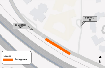 Map of the work area along N Mercer Way by Fortuna Dr