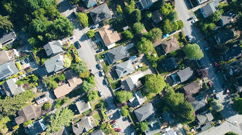 Aerial view of a neighborhood