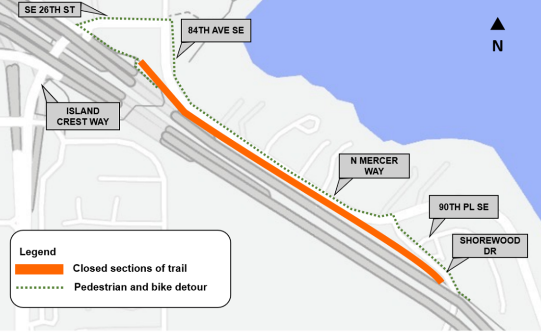 Map of the work area along the I-90 Trail