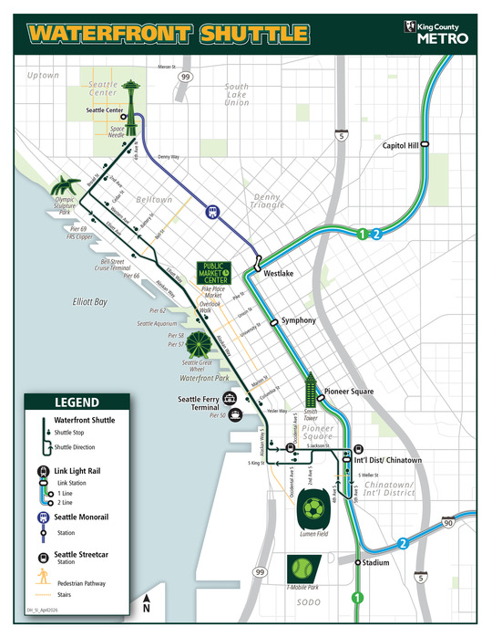 Waterfront Shuttle route map