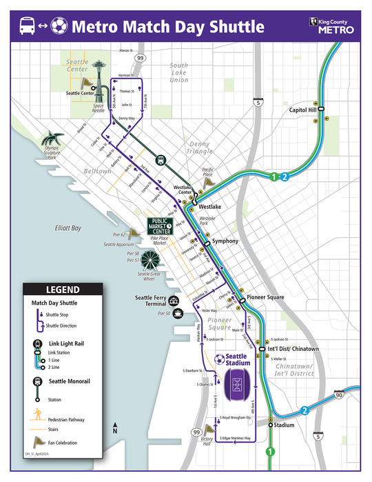 Match Day Shuttle route
