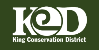 Dark green square with white text reading KCD King Conservation District.