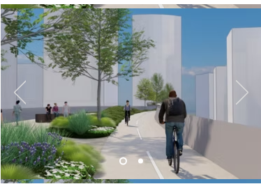 Rendering of a bike path