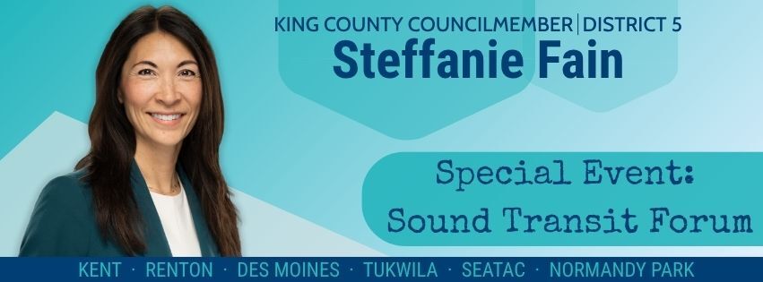 Special Event Banner with picture of Steffanie stating Sound Transit Forum