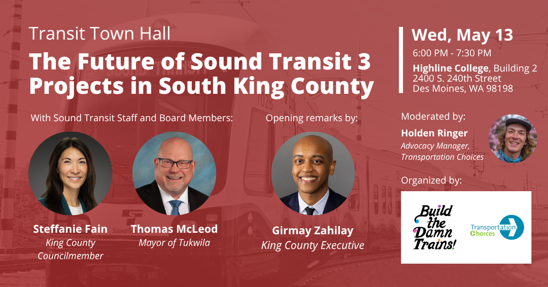 Transit Town Hall featuring four individuals and information for the event