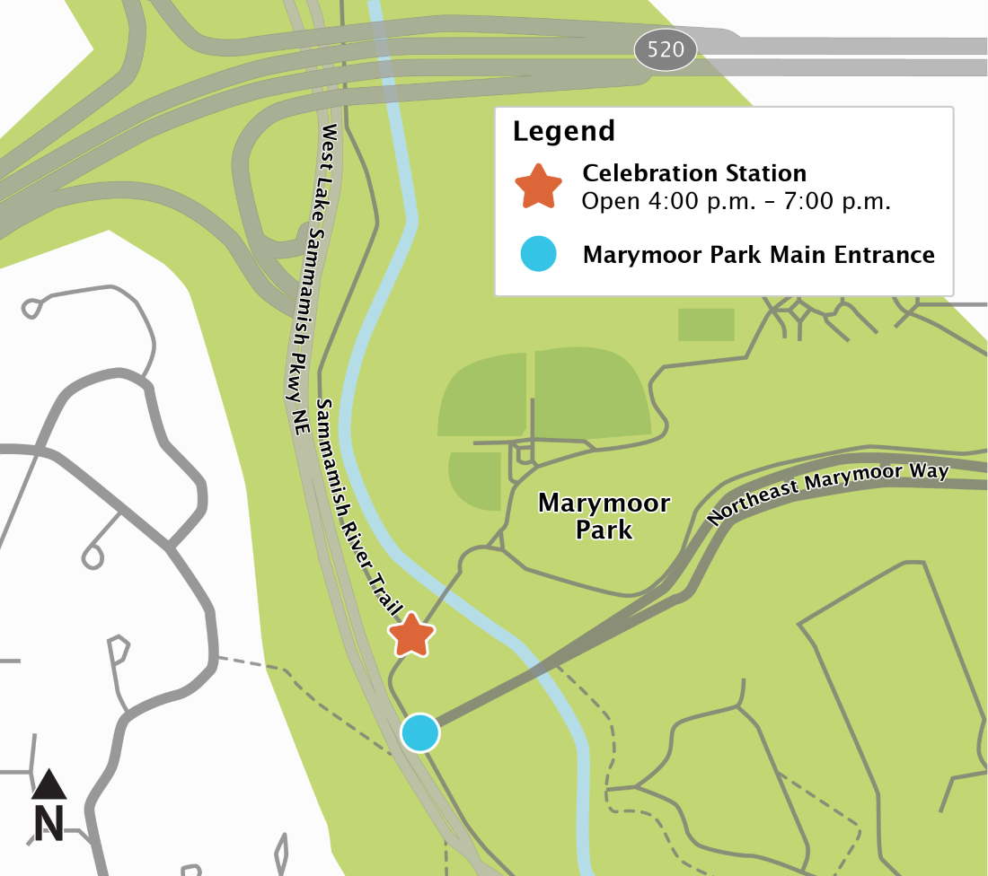 Lake Sammamish Sewer Upgrade Project booth, located at the northwest end of Marymoor Park near West Lake Sammamish Pkwy NE and NE Marymoor Wy. 