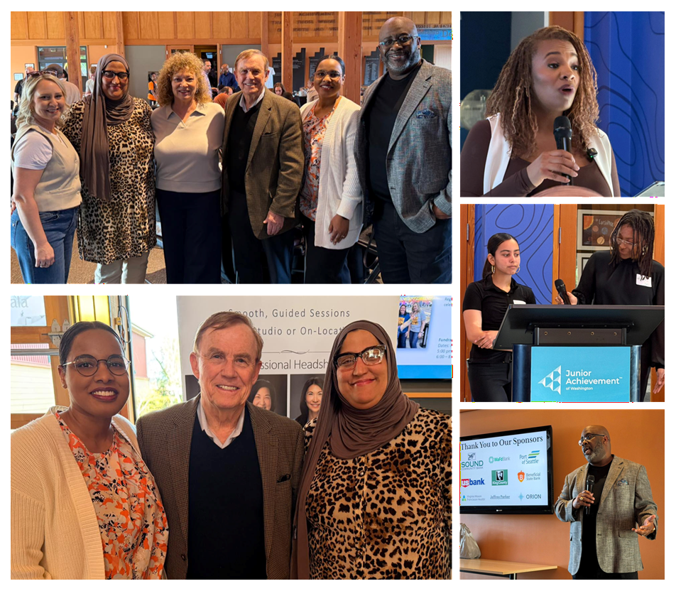A collage of photos showing groups of people at the Your Money Matters annual fundraising event.