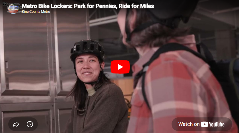 Youtube screenshot with the title "Metro Bike Lockers: Park for Pennies, Ride for Miles"