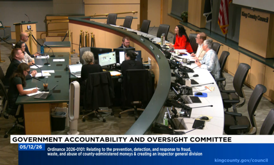 A photo of the Meeting of the May 12 Government Accountability and Oversight Committee in the Council Chambers.