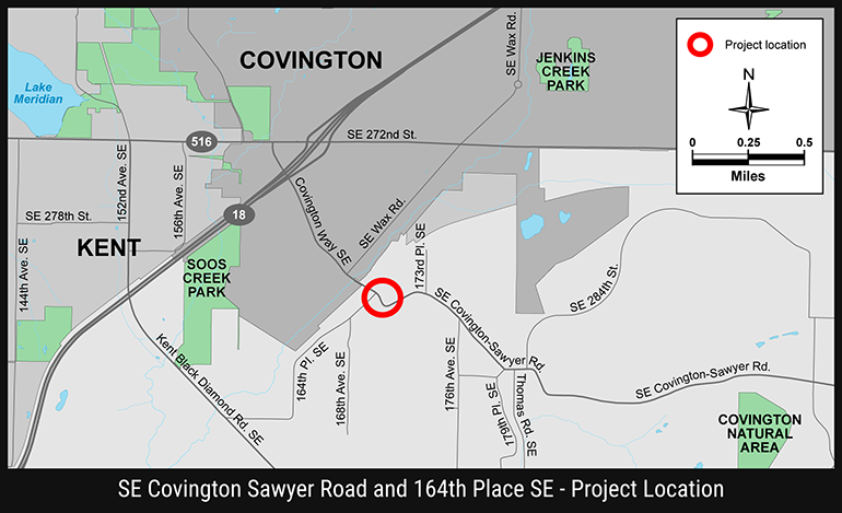 Project area map for the SE Covington Sightline Improvement Project