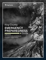The King County Emergency Preparedness Guide cover shows Mt. St. Helens erupting with a large ash plume, prepared by the Office Pete von Reichbauer.