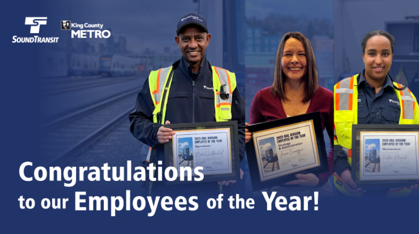 ST and KCM logo text "Congratulations to our employees of the year!" with the image of the three employees of the year