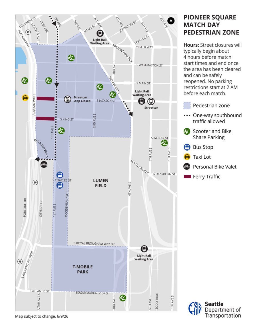 Pedestrian Zone in pioneer square outline
