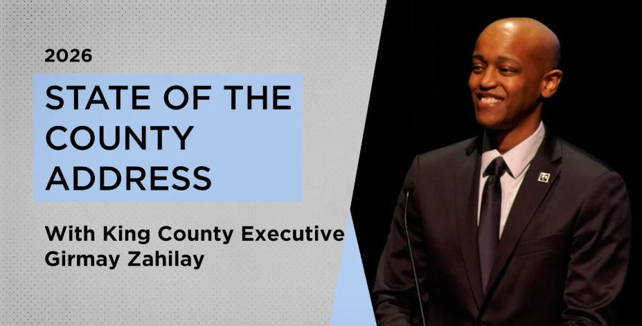 Image of Girmay Zahilay with text about the State of the County Address