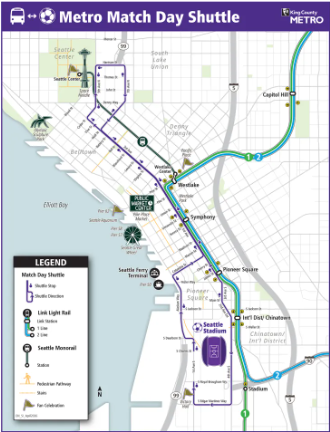 metro match day shuttle map