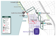 Map of waterfront shuttle match day reroute