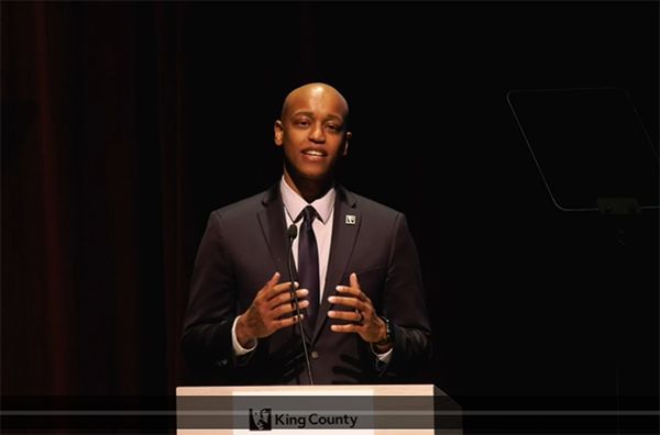 Screenshot of Girmay Zahilay giving his state of the county address.