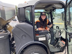 Rochelle in a sweeper