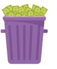 Garbage can with cash