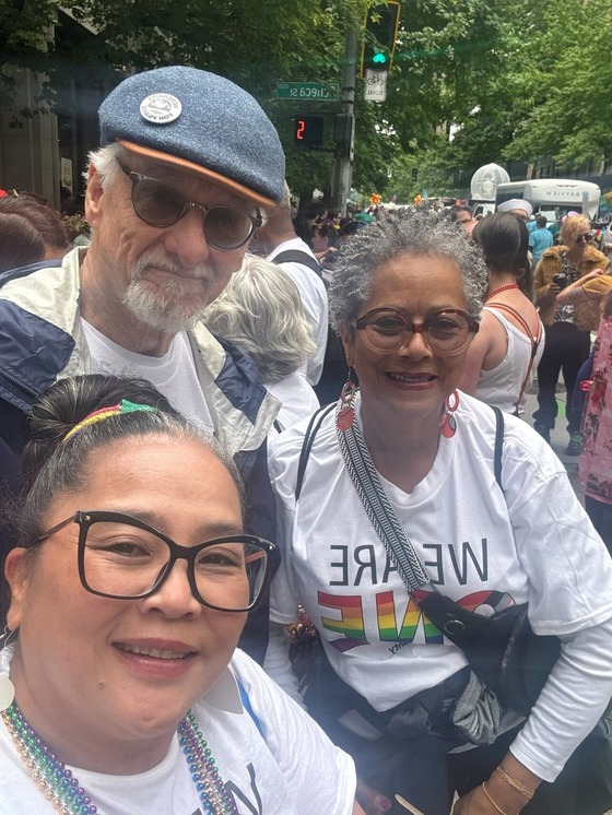 CM Lewis, husband Craig Lewis and Executive Assistant Kathleeen Quinene at the PRIDE parade with One King County