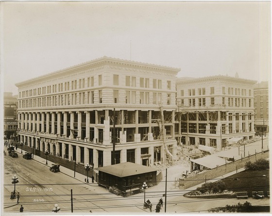 An old photo of the King County Courthouse under construction dated September 11, 1915.