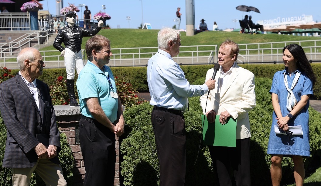 With Emerald Downs Founder Ron Crockett, Emerald Downs President Phil Ziegler, and King County Councilmember Steffanie Fain