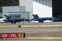 Blue Angels with runway signs