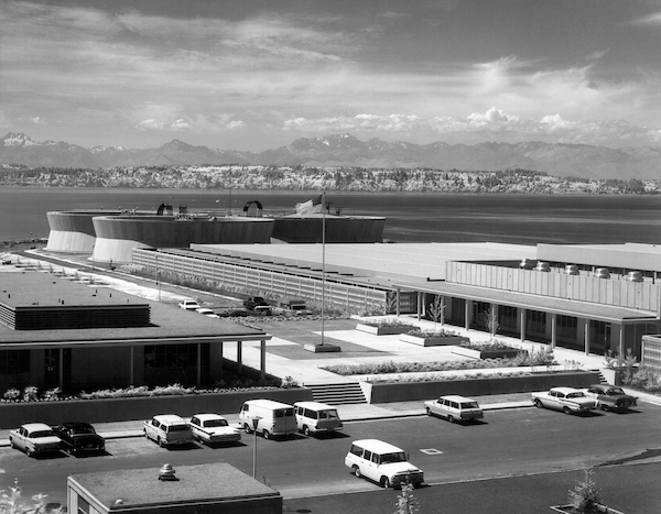 Archival photo of West Point Treatment Plant, in black and white.