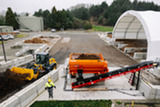 Aerial view of a compost processing facility.