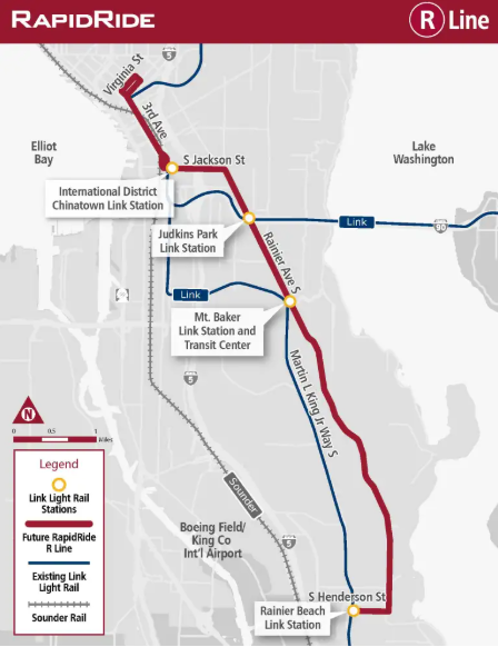 RapidRide R Line map 