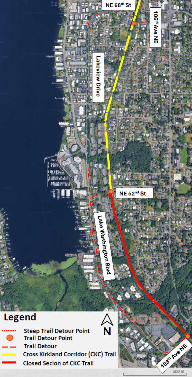 Map of trail pedestrian detour.