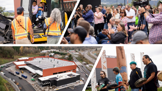 Photo montage of opening celebration of station
