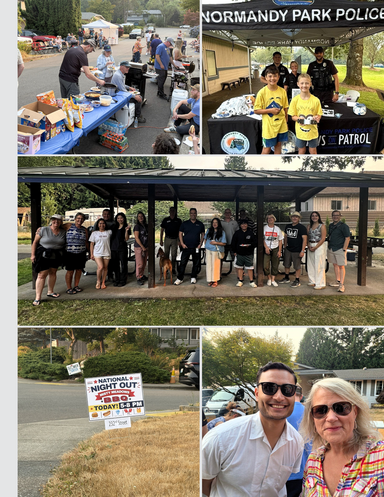 collage of five photos in community events for national night out
