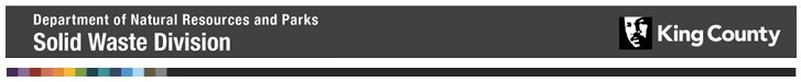 Solid Waste Division logo on grey banner with rainbow colored line beneath
