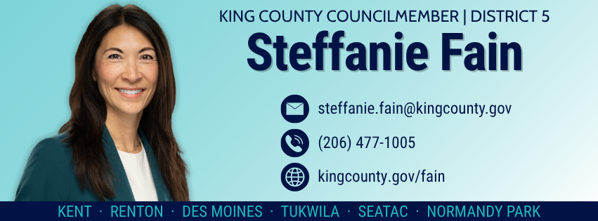 Image of CM. Fain with her email steffanie.fain@kingcounty.gov and her phone number 206-477-1005