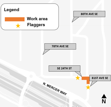 Map of work area on SE 24th St and 81st Ave SE