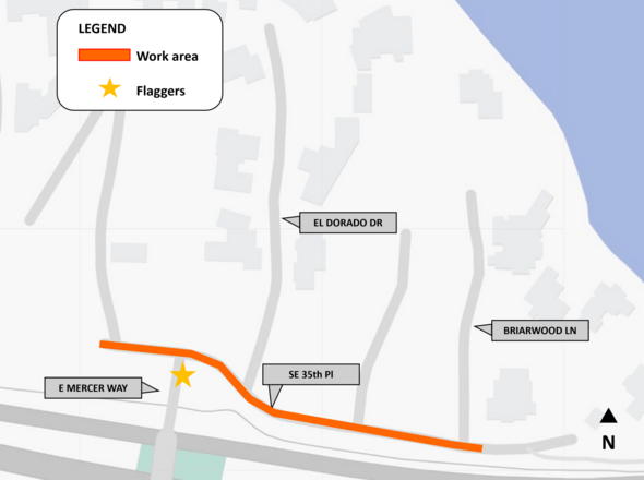 Map of work area on SE 35th Pl