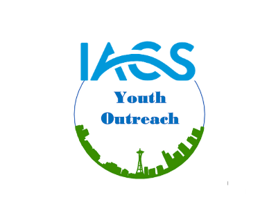 "IACS Youth Outreach" in blue letters against a white background within a blue circle