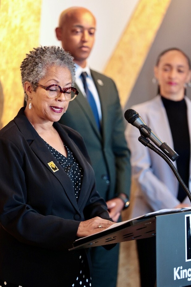 CM Lewis speaking at Press Conference