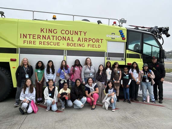2026 Girls in Aviation Day group with fire engine