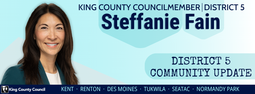 District 5 Community Update with photo of Councilmember Fain on a blue background