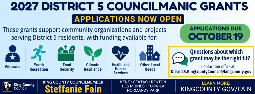 Grant Applications Open for District 5 for organizations serving veterans, youth recreation, food security, and more