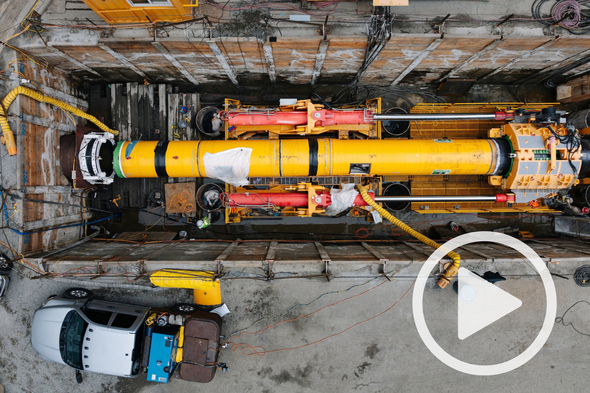 Tunneling machine in operation