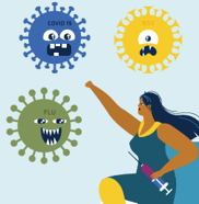 cartoon of person fighting virus
