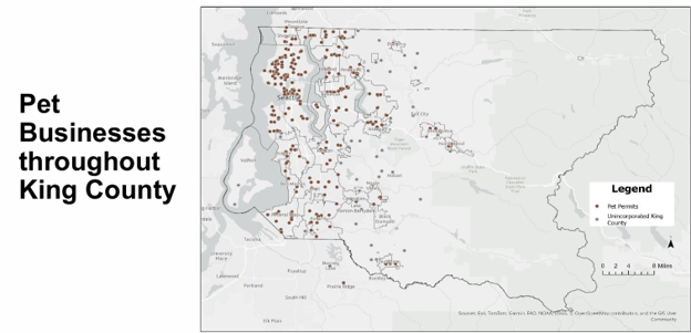 Map of Pet businesses in King County