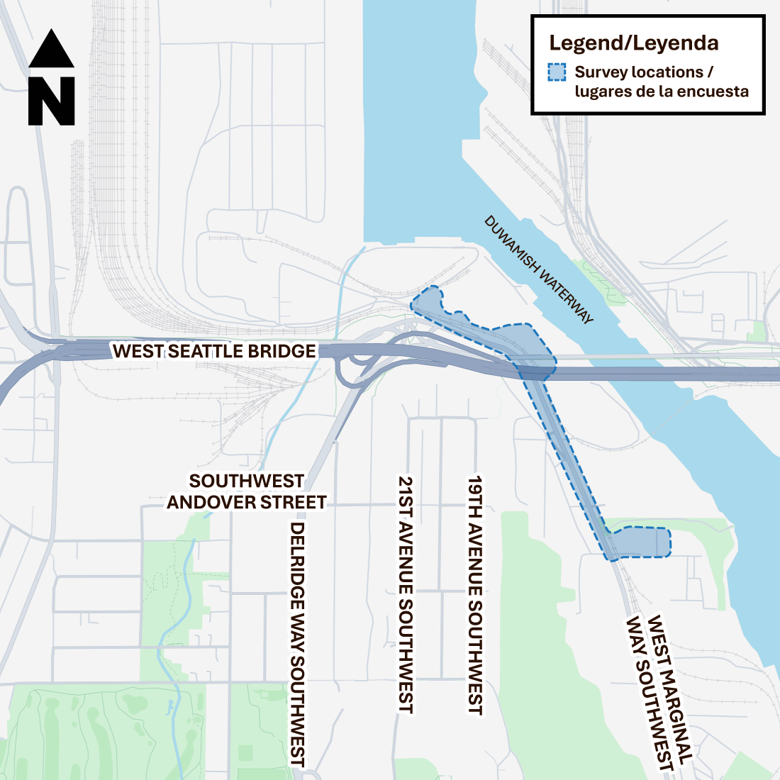 Survey locations in North Delridge