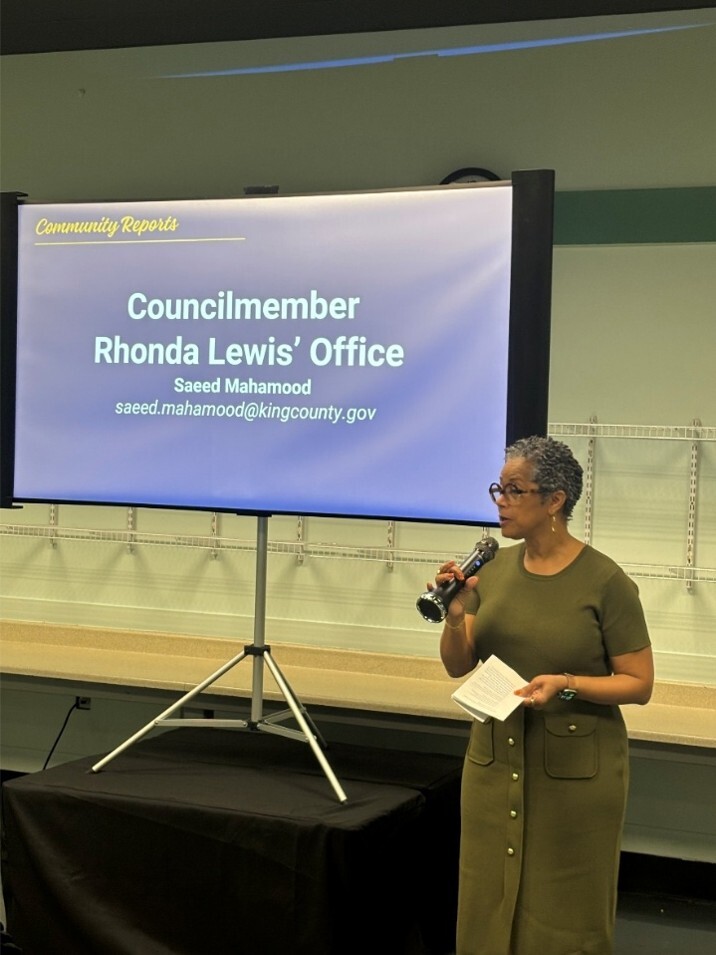 CM Lewis speaking at the West Hill Community Association
