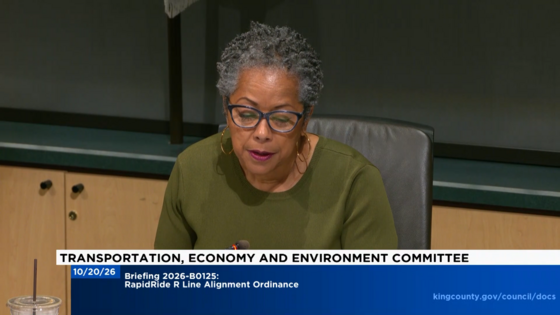 CM Lewis speaking about the Rapid Ride R Line proposed for the Rainier Valley. 
