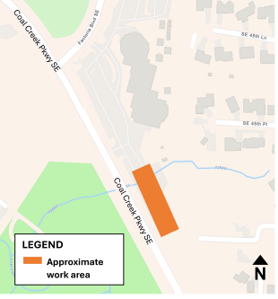 Map of approximate work area south of Newport Covenant Church