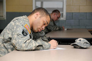 soldier taking written test